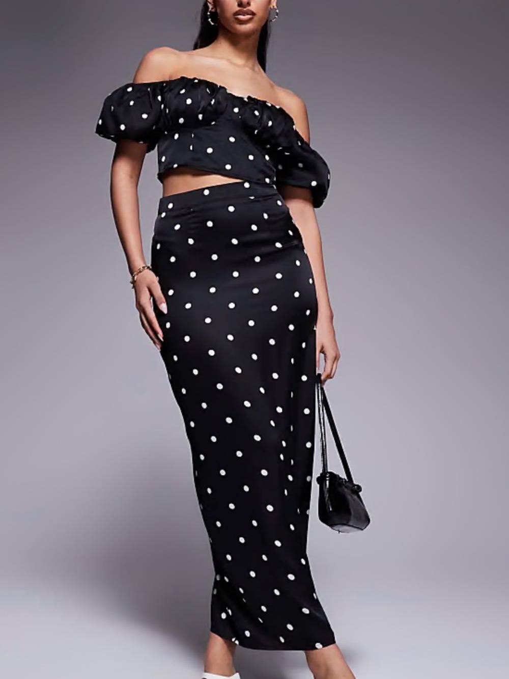 NWT Kaiia Bardot Polka Dot Set in 6 (top) and 8 (bottoms)
